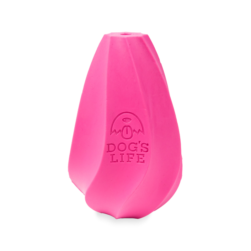 dogs life Natural rubber stuffable dog treat hider hot pink M
