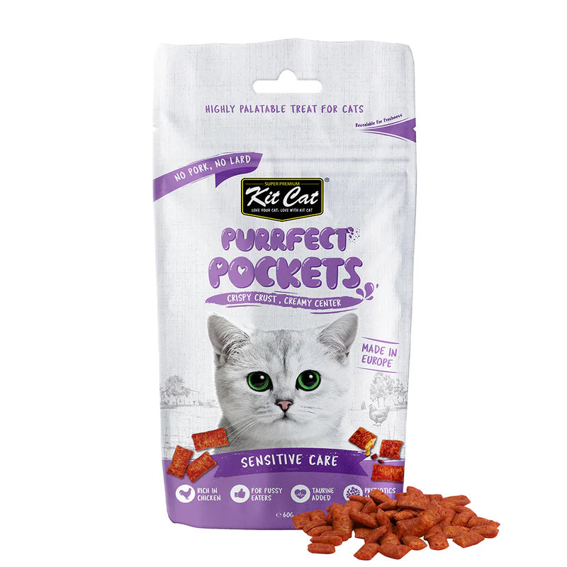 Kit Cat Purrfect Pockets Sensitive Care Cat Treats - 60 g
