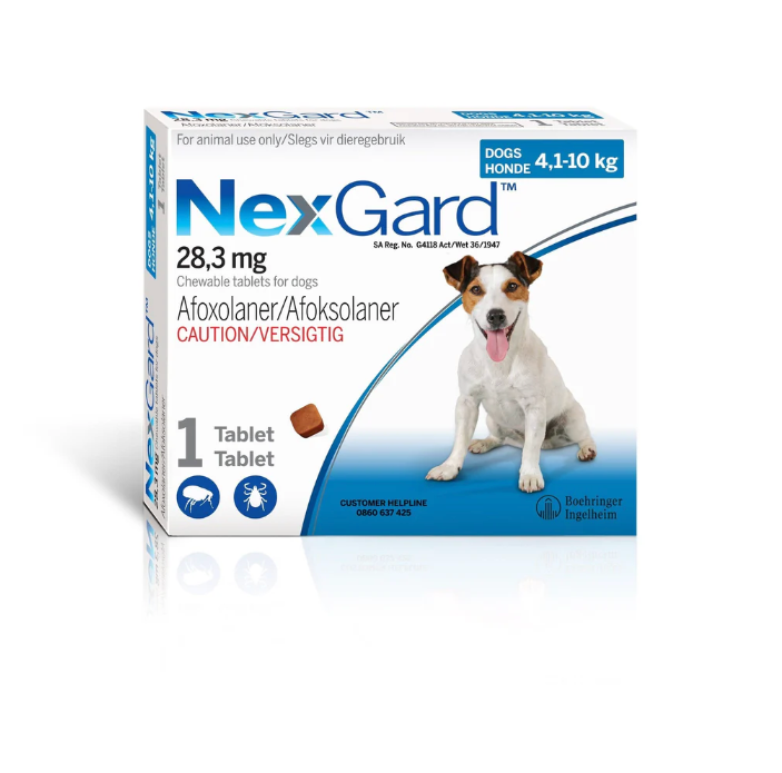 NexGard Medium Dog 4-10kg Chewable Tick & Flea Tablet
