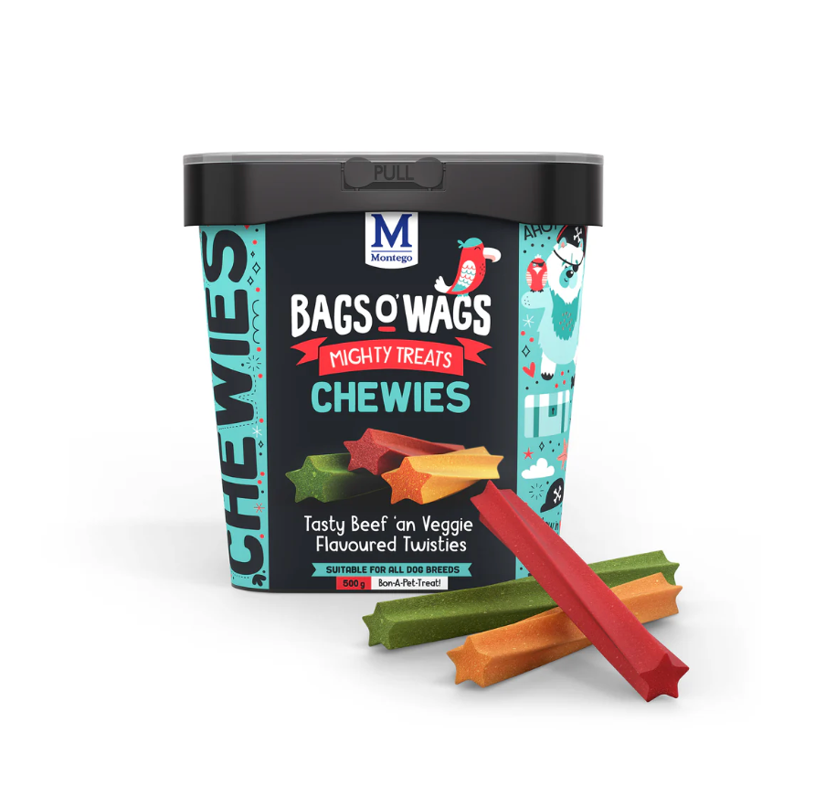 Montego Bags O Wags Beef & Veggie Chewies Dog Treats 500g