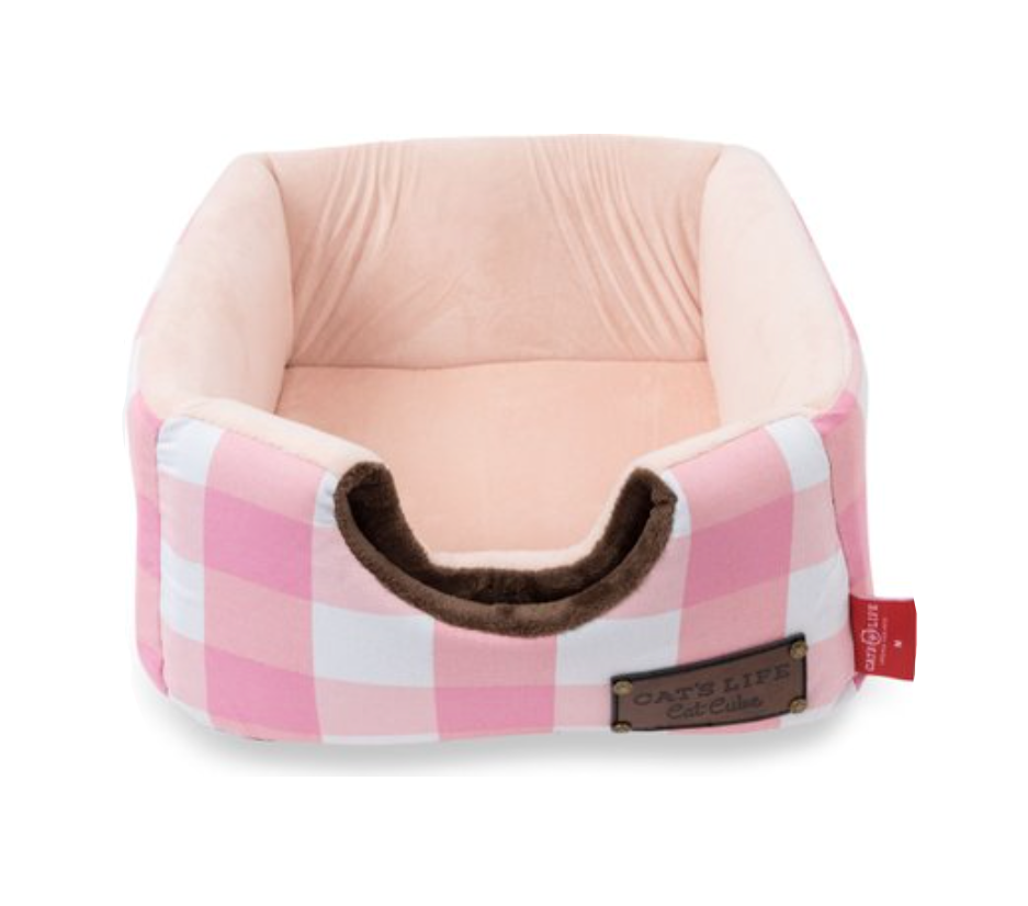 Dogs life pink checkered cat cube m