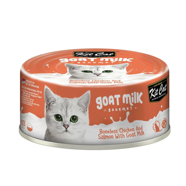Kit Cat Boneless Chicken Shreds & Salmon with Goat Milk 70g