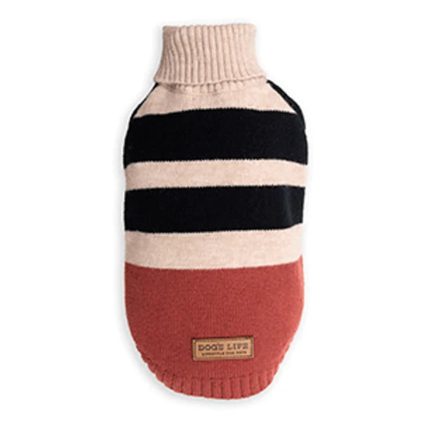 Dogs life polo neck striped brown L
