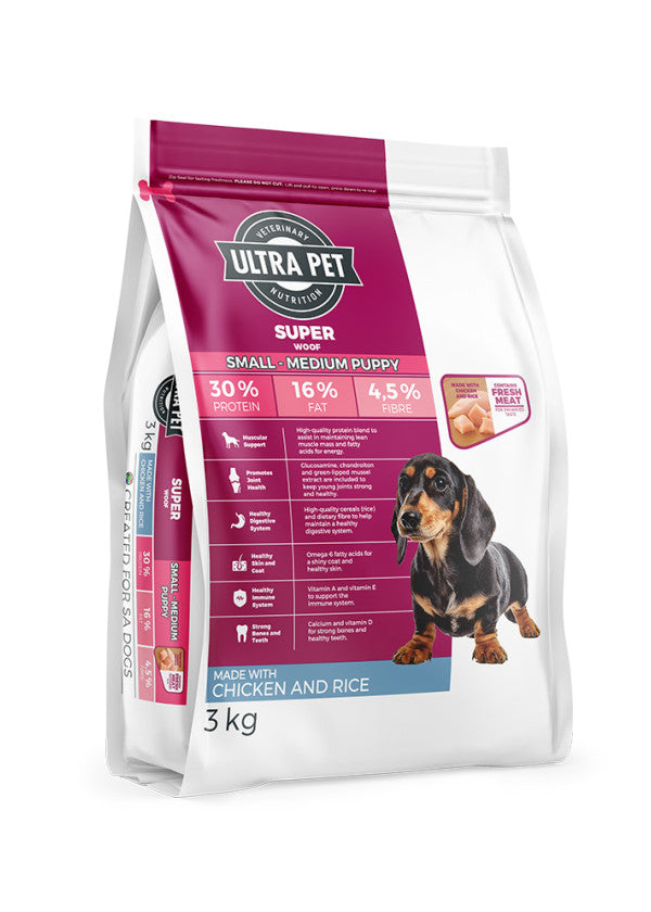 Ultra Dog Superwoof Small & Med Puppy Chicken & Rice 3kg