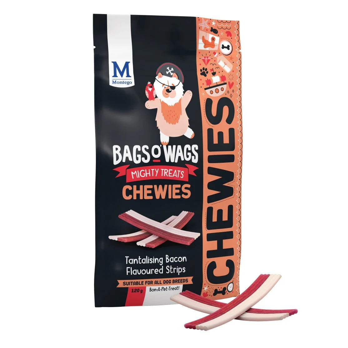 MONTEGO BAGS O' WAGS BACON STRIPS 120g