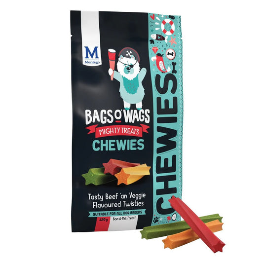 Montego Bags O Wags Beef & Veggie Chewies Dog Treats 120g
