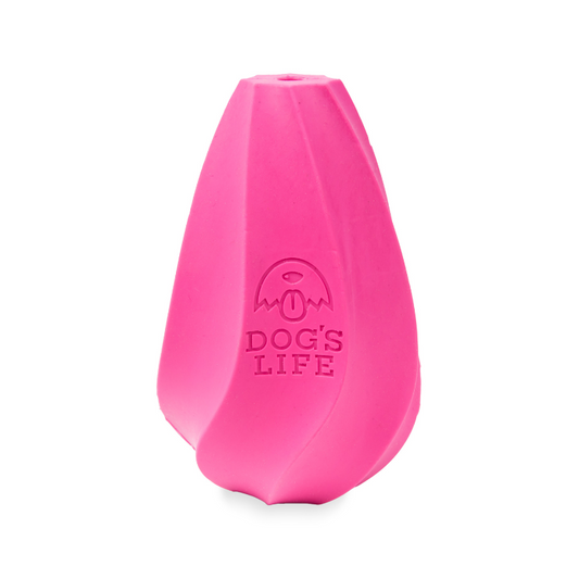 dogs life Natural rubber stuffable dog treat hider hot pink M