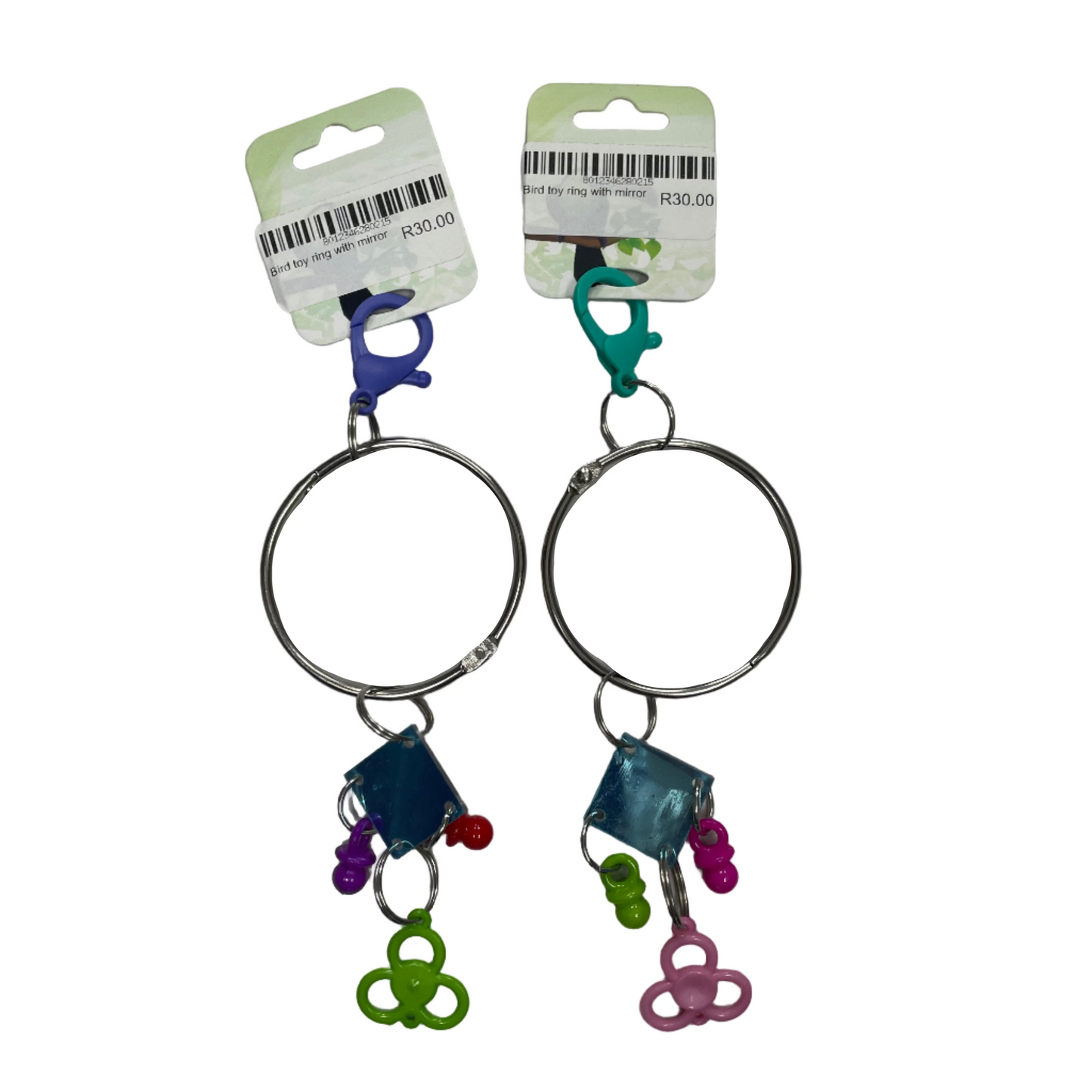 Bird toy ring with mirror