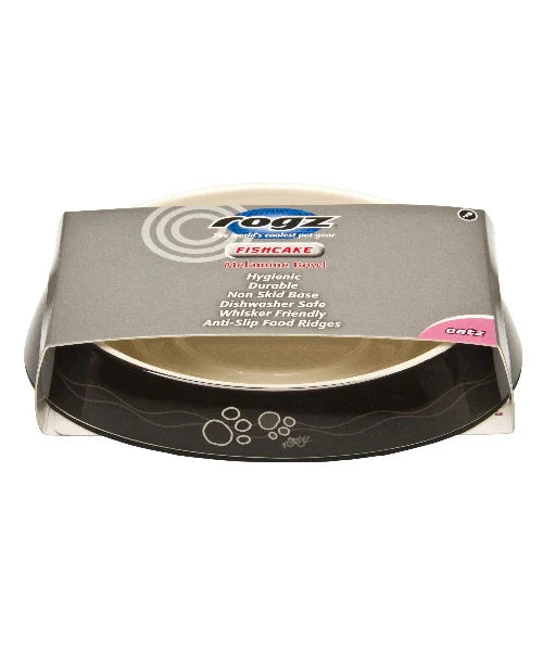 Rogz fishcake bowl black paws