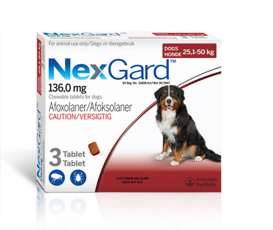 NexGard Extra Large Dog 25-50kg Chewable Tick & Flea Tablet 3 pack