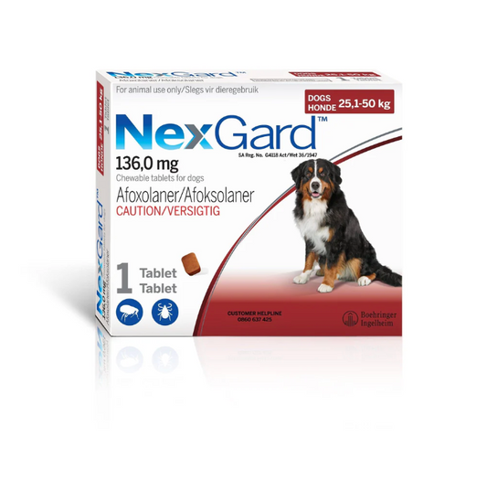NexGard Extra Large Dog 25-50kg Chewable Tick & Flea 1 Tablet