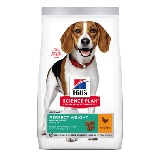 Hill's Science Plan Perfect Weight Chicken Medium Adult Dog Food 12kg