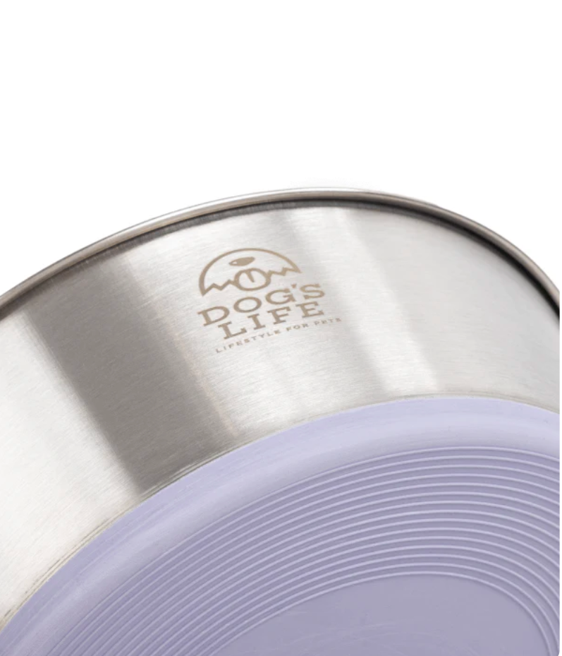 Dogs life stainless steel bowl fuel for adventure lilac XL