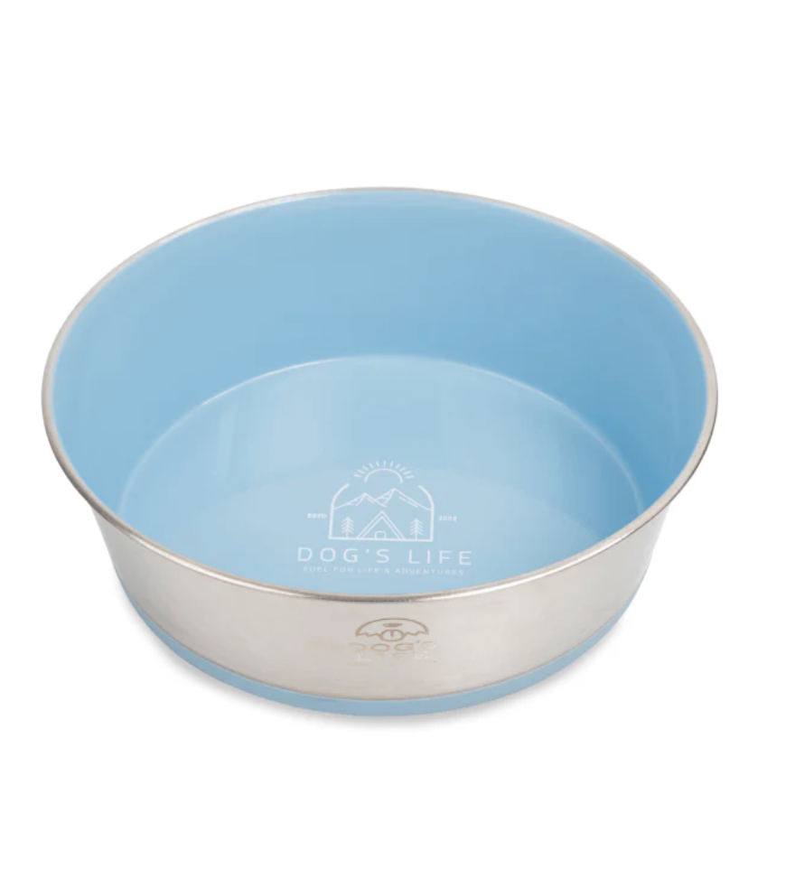 Dogs life stainless steel bowl fuel for adventure blue XL