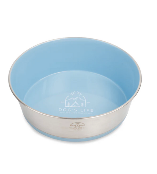 Dogs life stainless steel bowl fuel for adventure blue XL
