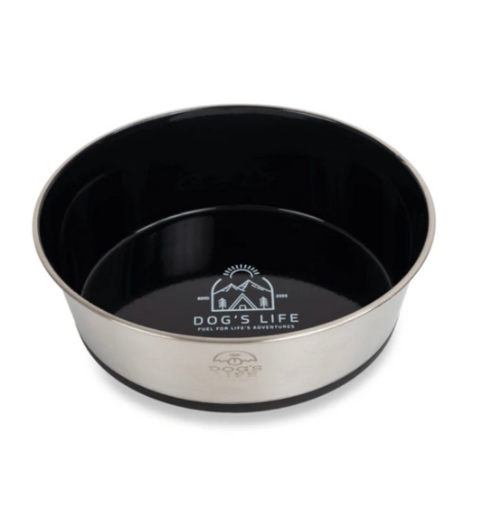 Dogs life stainless steel bowl fuel for adventure black L