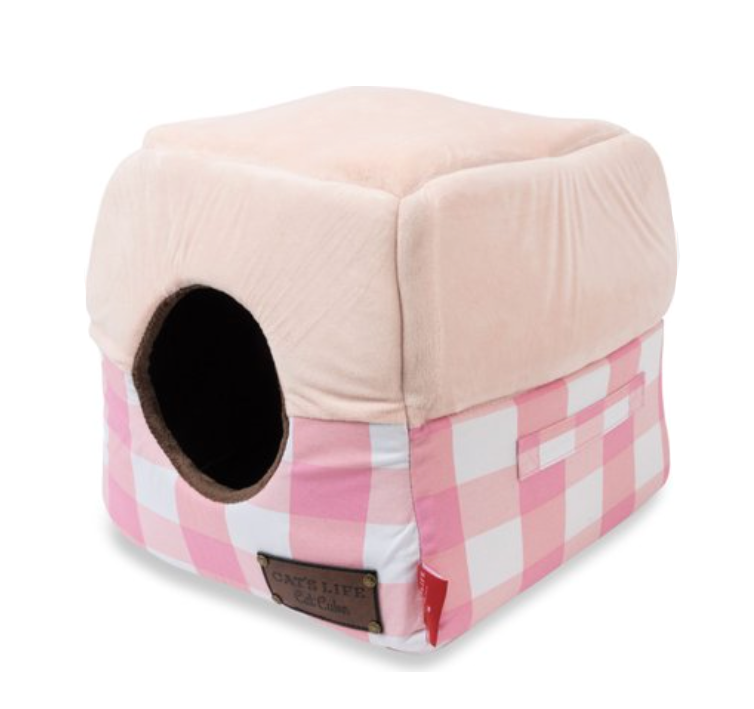 Dogs life pink checkered cat cube m