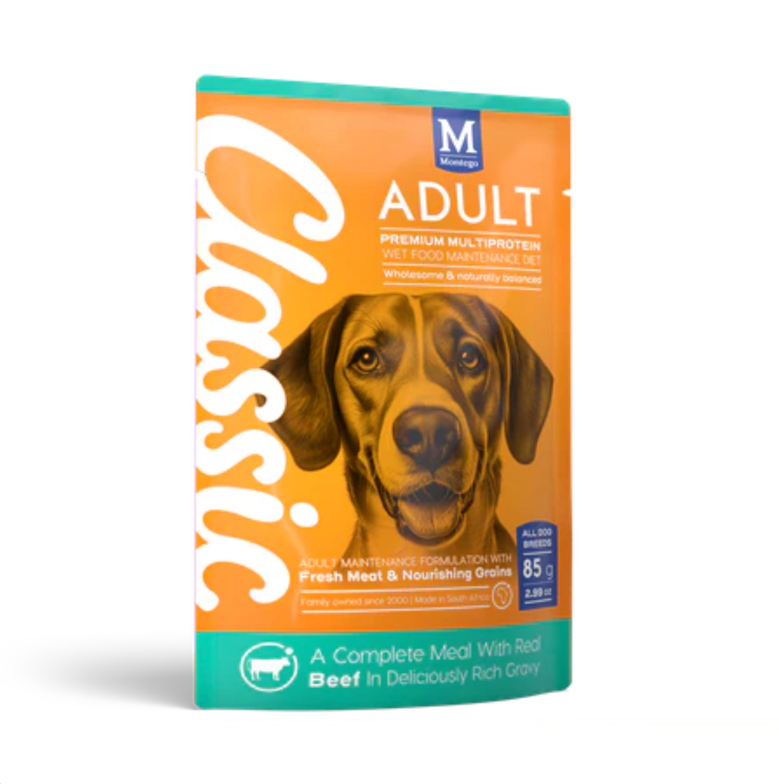 Montego classic wet food pouch dog beef gravy 85g