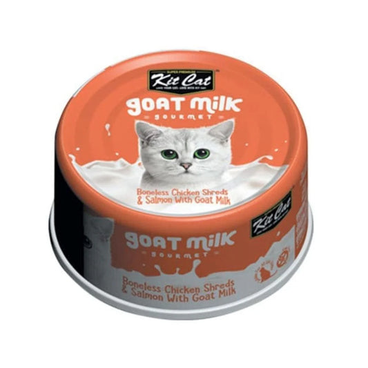 Kit Cat Boneless Chicken Shreds & Salmon with Goat Milk 70g