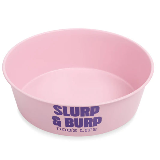 Dogs life stainless steel bowl slurp and burp pink L