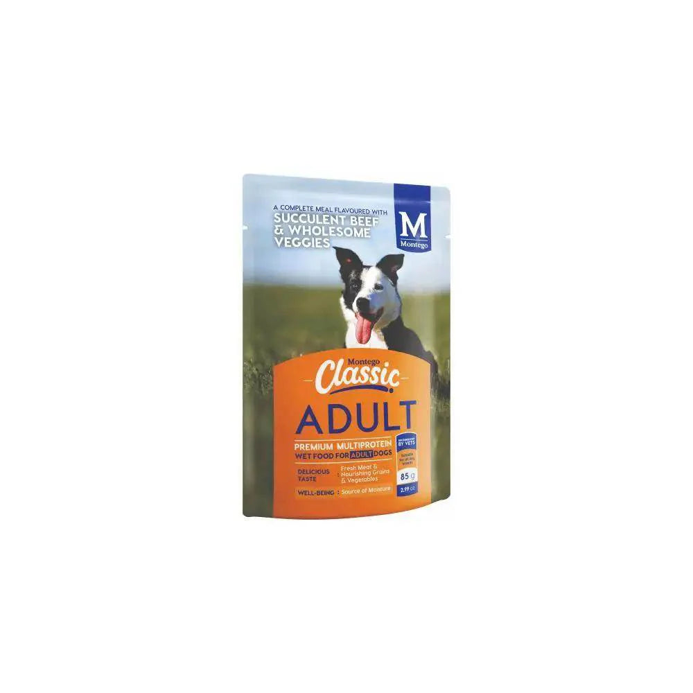 Montego wet food pouch beef and veggie 85g