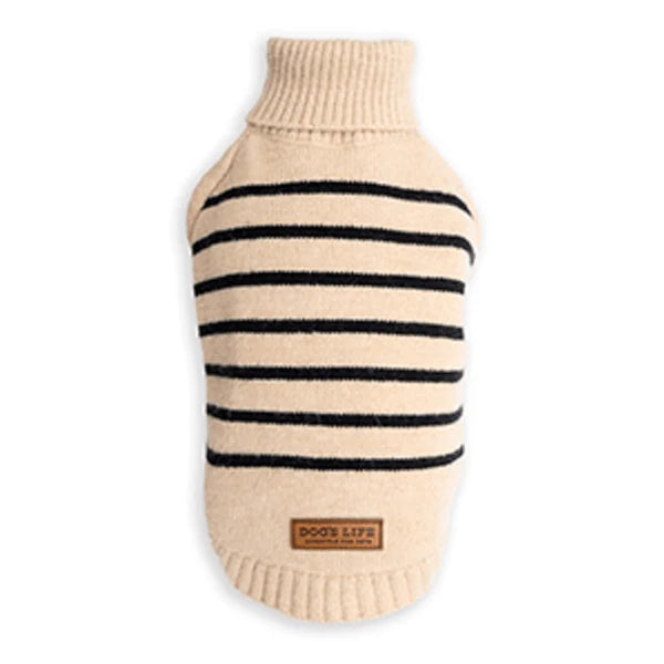 Dogs life polo neck striped khaki L