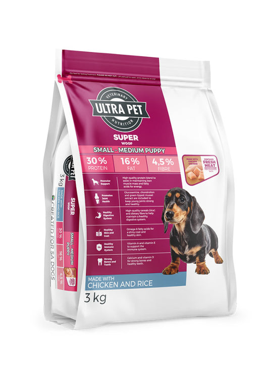 Ultra Dog Superwoof Small & Med Puppy Chicken & Rice 3kg